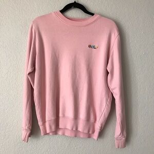 Golf pink embroidered logo crewneck